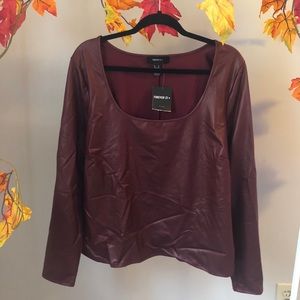 NWT Faux Leather Top